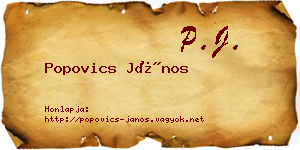 Popovics János névjegykártya